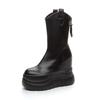 Fashion 12CM Microfiber Leather Women Vulcanized Increase Casual Ankle Boots Platform Wedge High Heels White Shoes ZIP Shoes