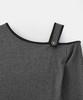 Salon De Yon One Shoulder Long Sleeve Mini Dress_ Charcoal