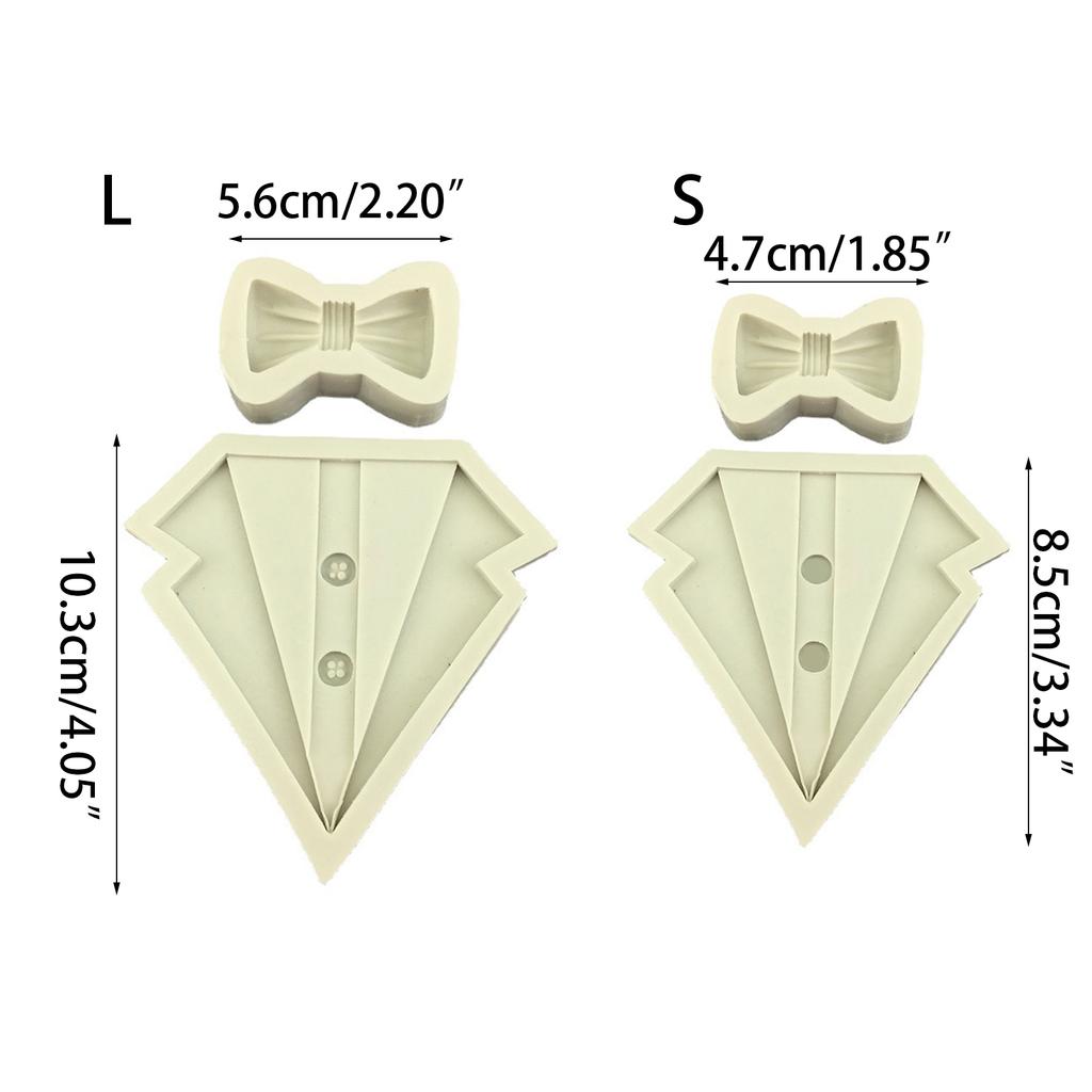 3D Suit Shirt Bow Silicone Rubber Flexible Food Safe Mold Clay Resin Ceramics Candy Fondant Candy Chocolate Soap Mould