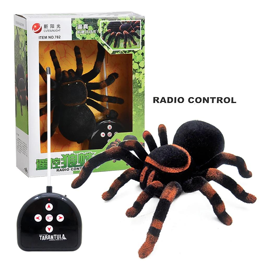Electronic Remote Control Tarantula Realistic Crawling Spider with Glowing Eyes 4CH Smart RC Prank Toy for Halloween Scary Gift