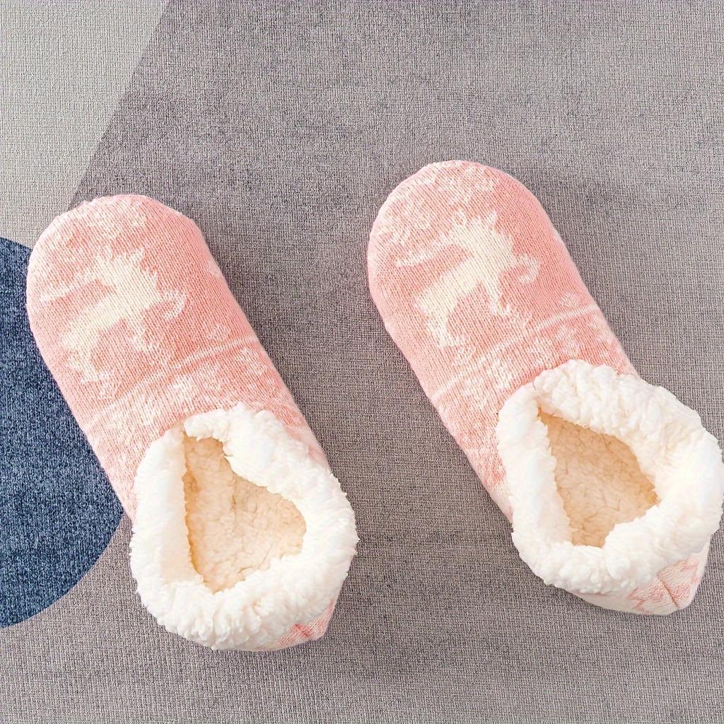 Non Slip Women's Warm Plush Coral Fleece Socks | One Pair Solid Color Floor Socks No Show Socks