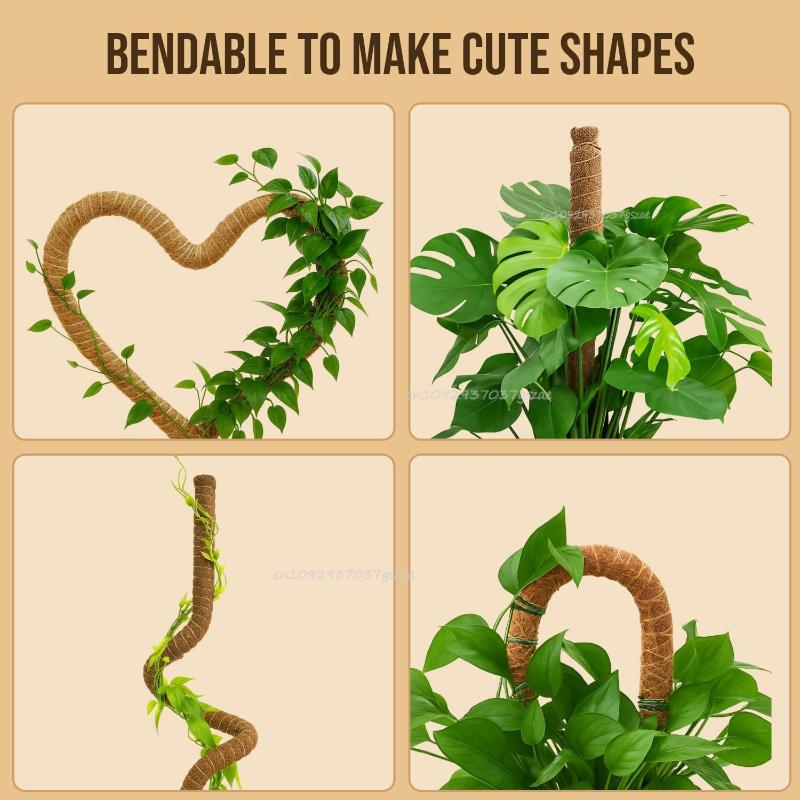 60-120CM Bendable Moss Pole for Plants Coconut Palm Fiber Monstera Plant Support Handmade Coco Climbing DIY Garden Accessories