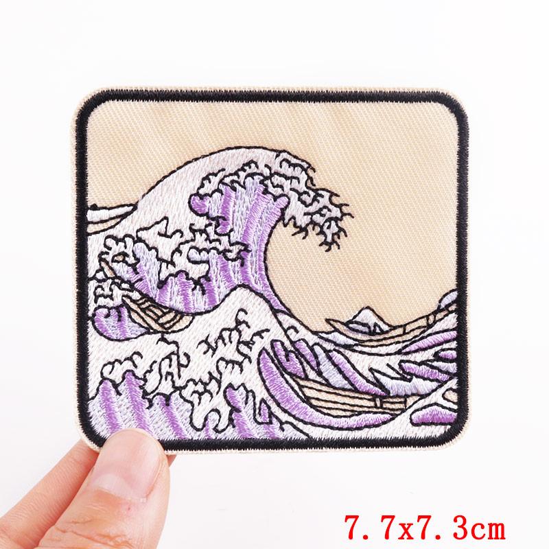 DIY Japanese Anime Cartoon Iron On Patches Cherry Blossoms Lucky Cat Mount Fuji Fusible Patch for Clothes Bag Jacket Decoration