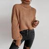 Autumn Winter Fashion Drop Shoulder Long Sleeve Knit Loose Fit Pullover High Neck Sweater for Women Luxurious Relaxed-fit Slimming and Versatile Top