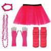 Earring Gloves Beads Leg Warmer Fancy Dress Hen Party Neon 80s Costumes Set