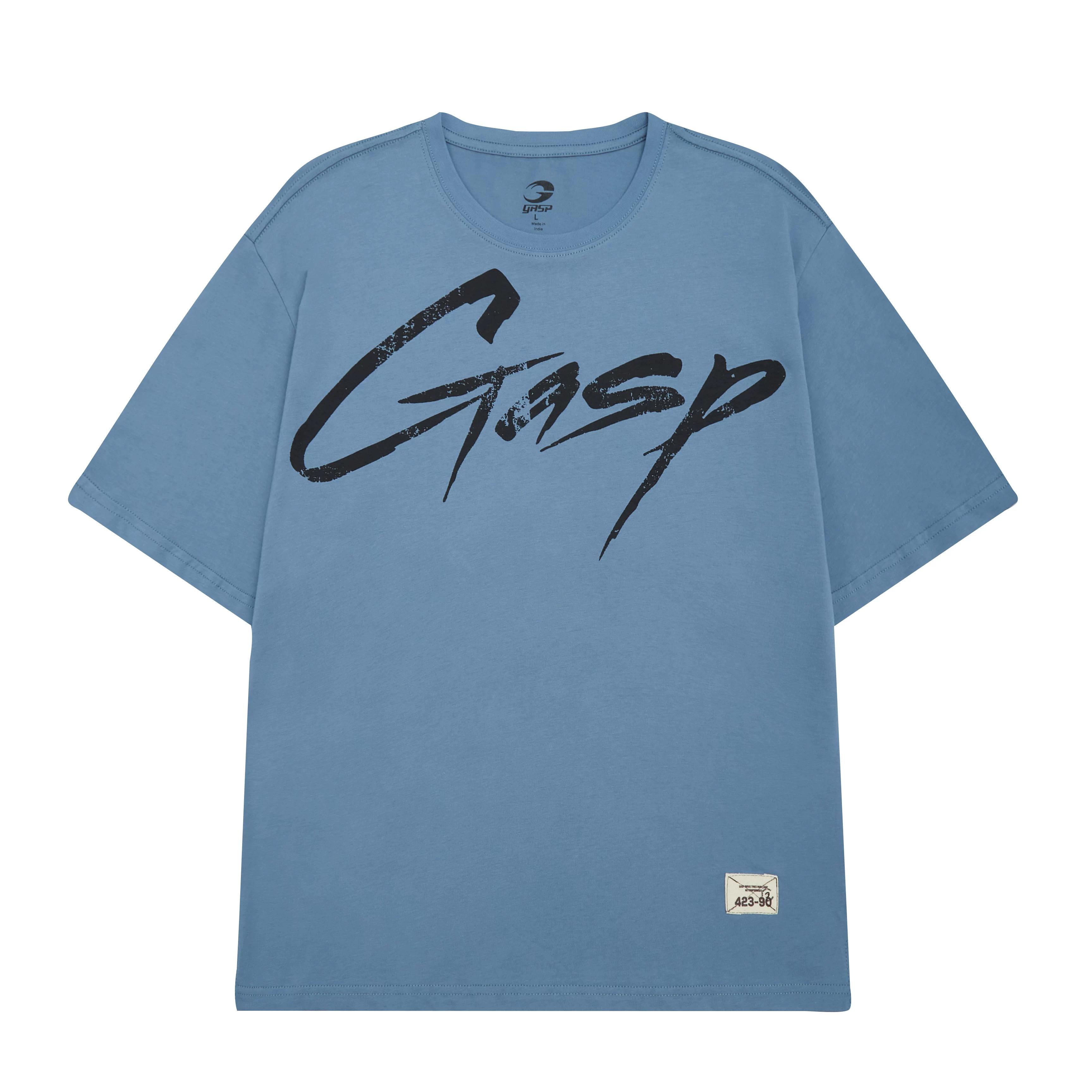 Gasp Training Breathable Fitness Bodybuilding Fashion Trendy Casual Plus Size Sports Running Loose Short Sleeve L синий