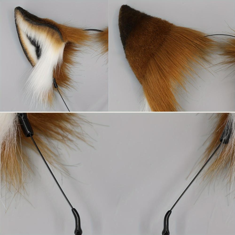 Faux Fox Ears, Fluffy Fox Ear Headbands, Realistic Ear Headbands,fluffy Fox Ear Animal Hair Accessories,suitable for Halloween Animation Cosplay Party