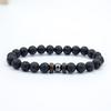 Mens European American Handmade Beaded Bracelet Volcanic Stone Wood Bead