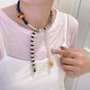 Strip Wood Bead Necklace Clavicle Chain Bohemian Choker Patchwork Cloth Chain Necklace  Girls