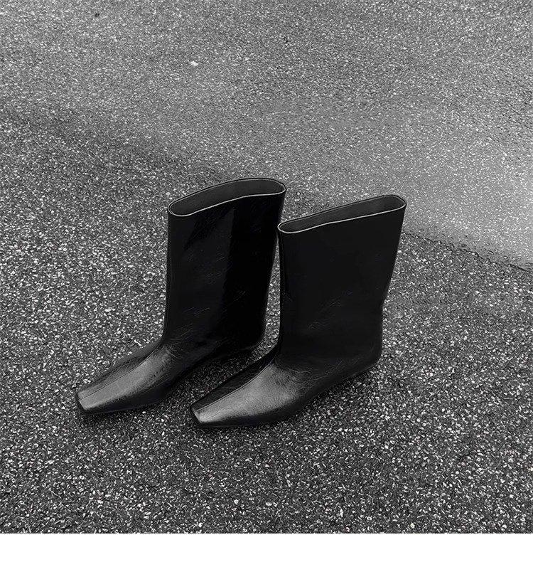 

Версия из коровьей кожи~ осенне-зимние новые корейские простые ботильоны на низком каблуке с квадратным носком, универсальные, с темпераментом, женские рукава средней длины 40