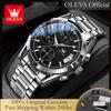 OLEVS 2987 Original Men's Watches Fashion Elegant Solid Steel Strap Waterproof Calendar Chronograph Luxury Quartz Watch for Man