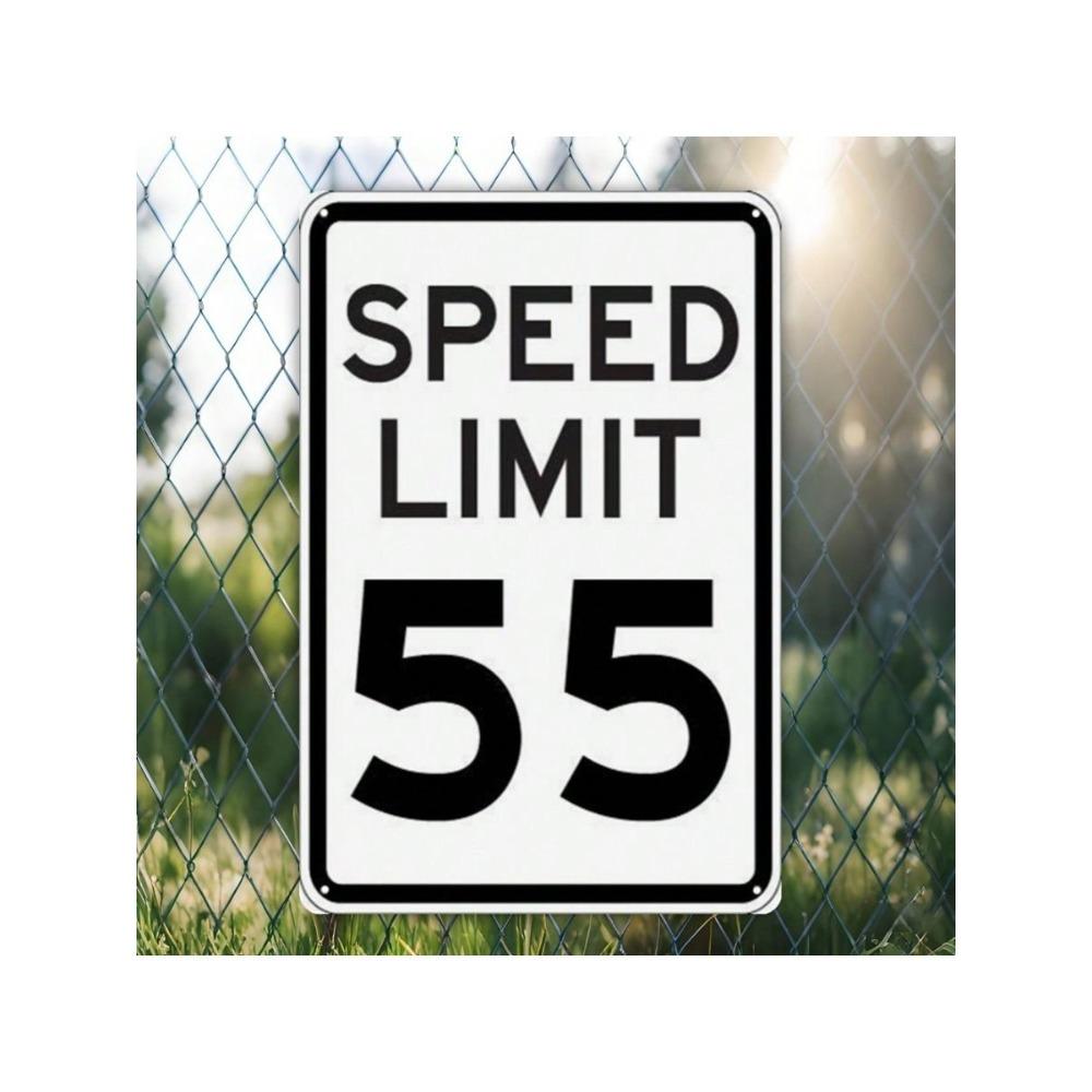 Vintage 55 MPH Speed Limit Metal Sign 20x30cm Garage Wall Decor