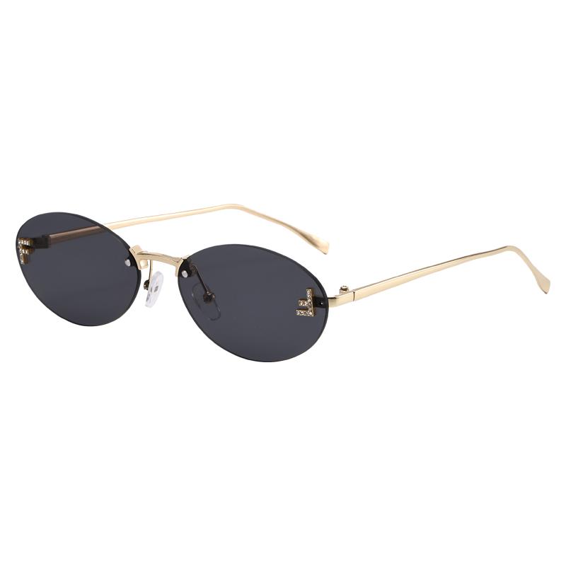 Protective Glasses Fashion Oval Rimless Design sun glasses Female Small Size Metal Suneyeglass Outdoors Casual Vacation UV400