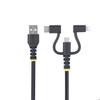 3-in-1 USB-Ladekabel - STARTECH.COM - 1m - Apple MFi-zertifiziert - Robust - Schwarz