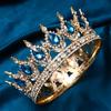 Diademi da sposa rotondi di lusso in stile barocco, con strass e cristalli, perfetti per regine e regine.