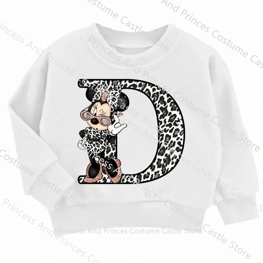 Children MINISO Minnie Hoodie Letter A B C D Kid Casual Clothes O-neck Pullover Little Baby Kawaii Cartoons Boy Girl Sweatshirts