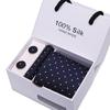 Gift Box Men'S Tie Five-Piece Set, Formal Business 7.5Cm Striped Blue And Black Tie Wedding Groom
