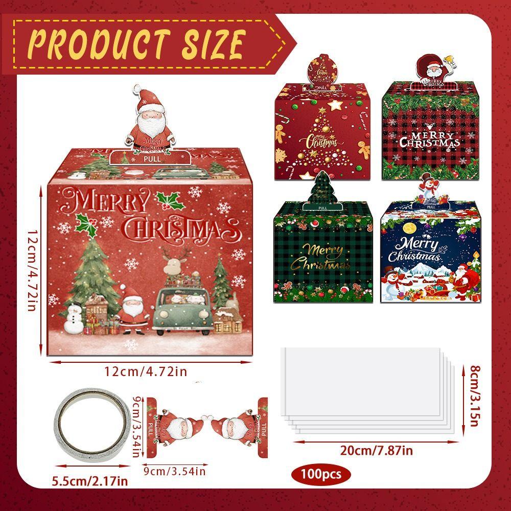 Pull Out Christmas Money Box Christmas Tree With 50pcs Transparent Bags Cash Pull Gift Boxs Snowman Santa Surprise Gift Boxes