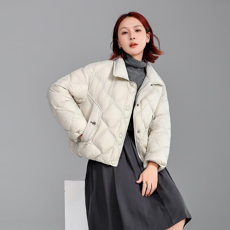 Winter New Small Lapel Shirt Collar Light Down Jacket Women's Short Loose and Casual