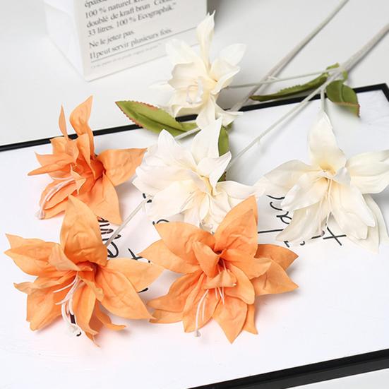 3 Główki Sztuczny Kwiat Lilii Sztuczna Kompozycja Kwiatowa Lilii Długa Łodyga