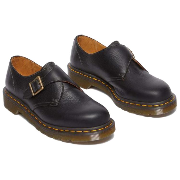 Dr. Martens Leather Comfortable Buckle Low-Top Casual Shoes Unisex Casual Shoes Black 31477001