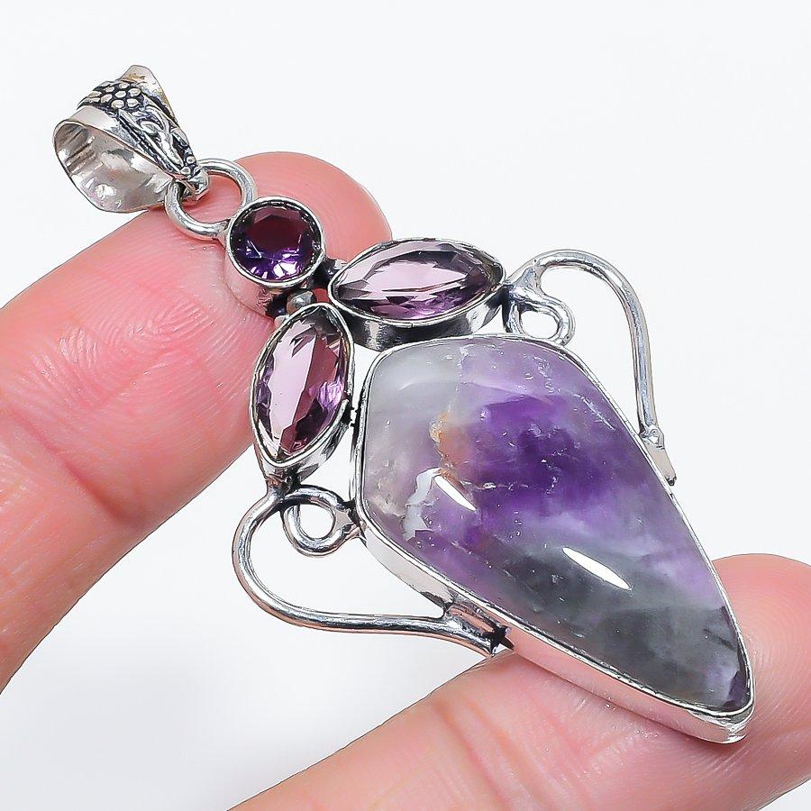 

Натуральный Аметист Шалфея, Аметист 925 Стерлинговое Серебро Ювелирная Подвеска 2.56 J5a26