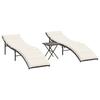 VidaXL Set of 2 Sun Loungers with Table, Sunbed, Patio Deck Chair, Outdoor Garden Seat, Brown 368252