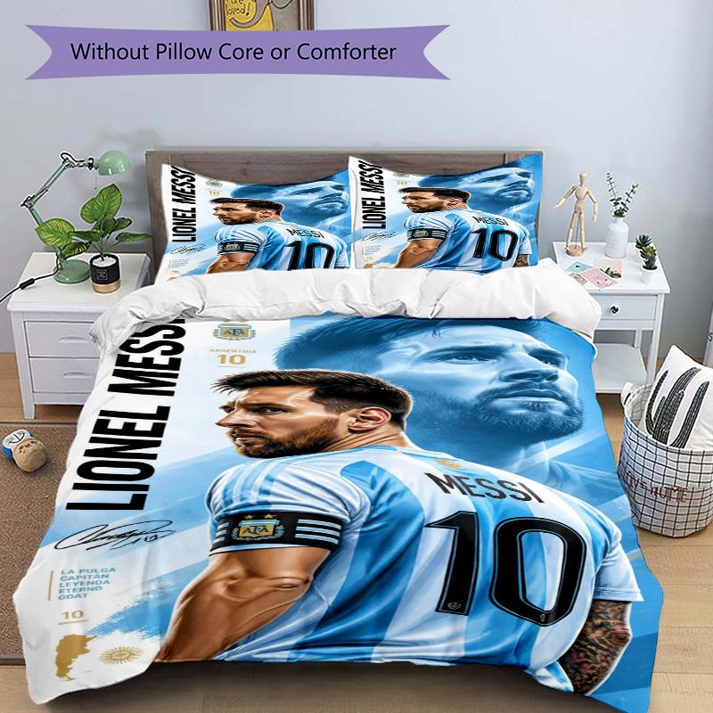 Argentina'S Messi Legend Blue Print 3Pcs Bedding Setduvet Cover With 2 Bedropillowcase Home Birthday Gift