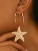 1 Pair Vacation Bohemian Shell, Conch, Faux Pearl, Starfish And Sea Life Shaped Pendant Earrings, Exaggerated Metal Design Earrings