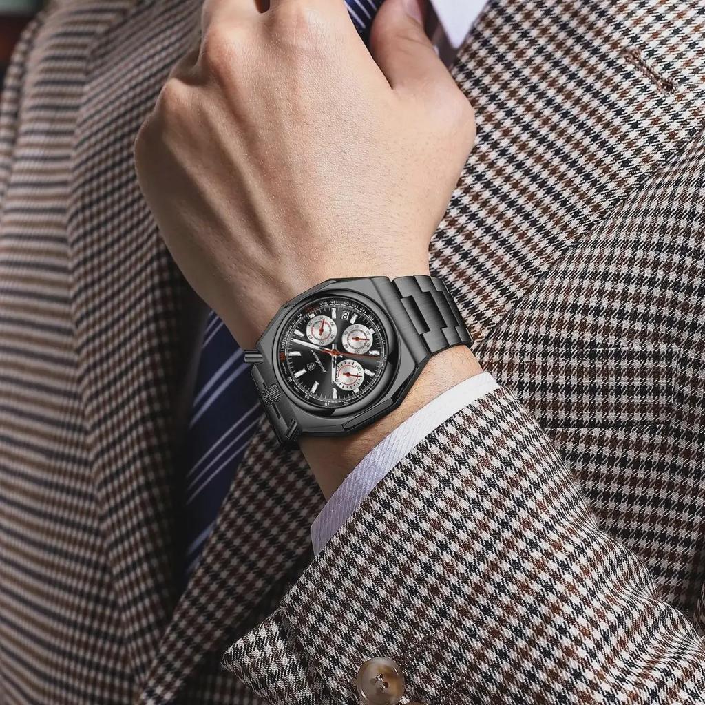 POEDAGAR Luxury Men's Watches Waterproof Stainless Steel Luminous Men Watch Date Chronograph Quartz Male Wristwatch