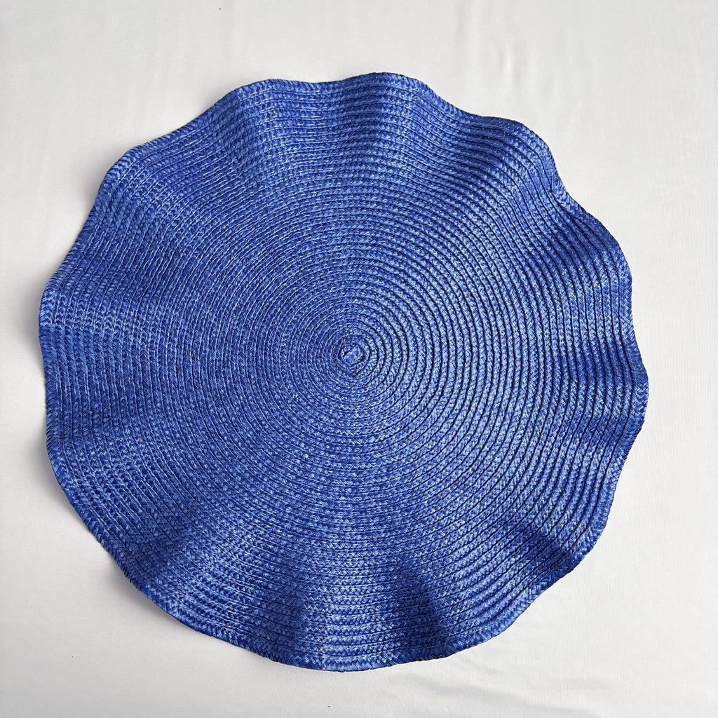 6Pack Round Placemats Solid Color Ruffles Woven Washable Table Mats for Dining Table Heat Resistant Non-Slip Kitchen Accessories