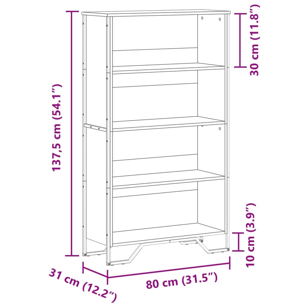Bookshelf Smoked Oak 80 x 31 x 137.5 cm Engineered Wood