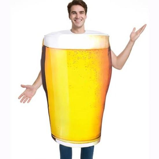Katuzoom Beer Cosplay Alcohol Funny Gag Adult Costume Animal Suit Headpiece Unisex Outfit Yellow Halloween Event Years Party School Festival Free Size