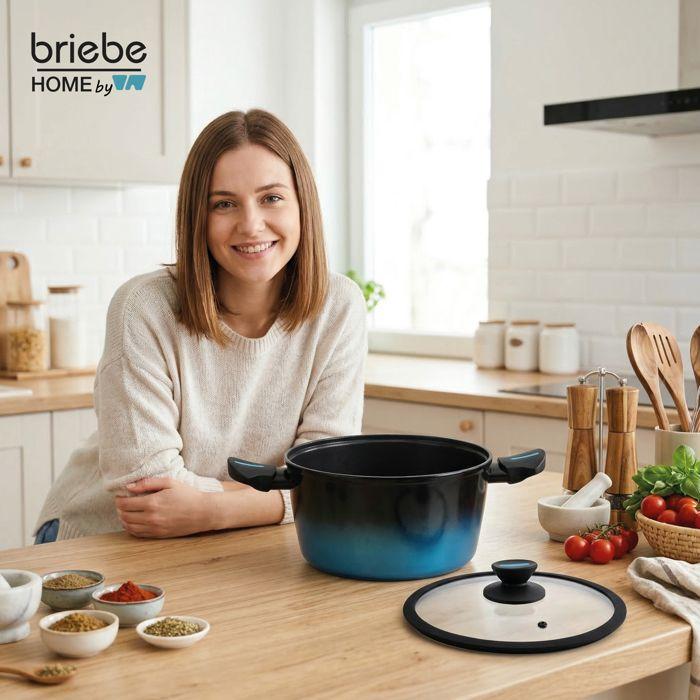 MARE Faitout Induction en Acier Forgé 24 cm, Antiadhésif sans PFOA, Tous Feux Briebe Mare Bleu