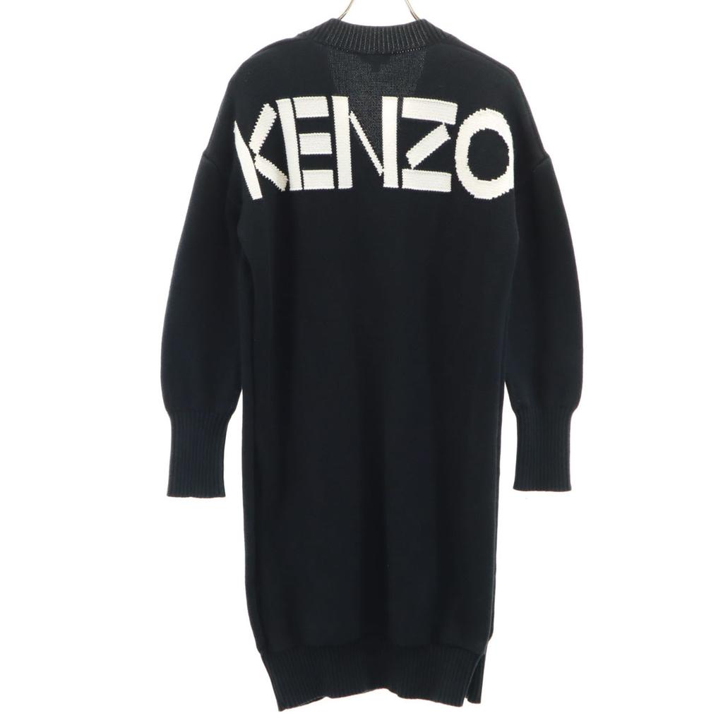 KENZO Long sleeve V-neck knit one piece XS Navy system Women Used