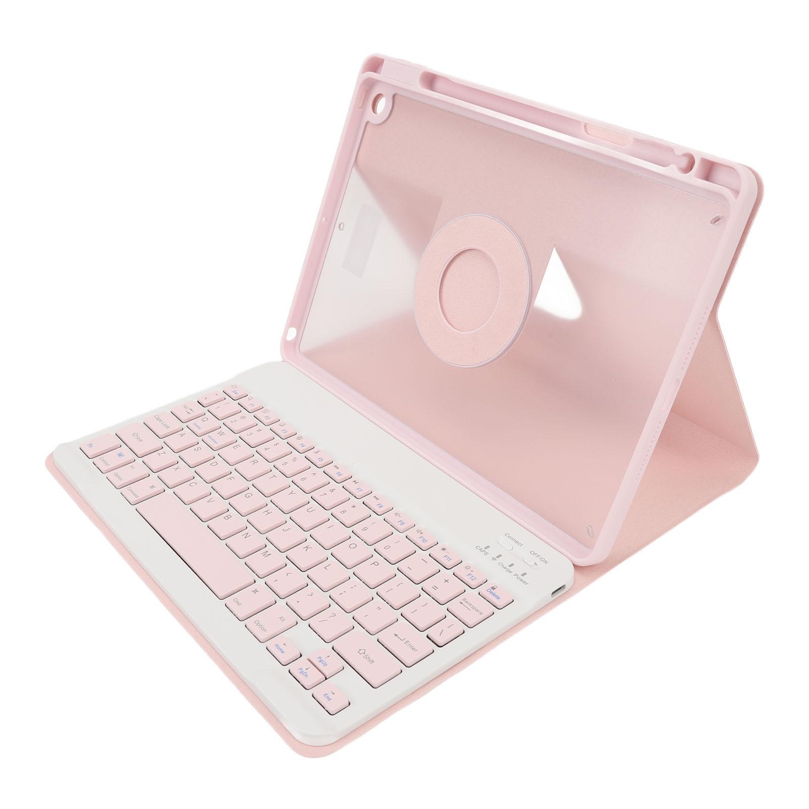 

Чехол для планшета из искусственной кожи с магнитной съемной клавиатурой Bluetooth и держателем для карандашей розовый