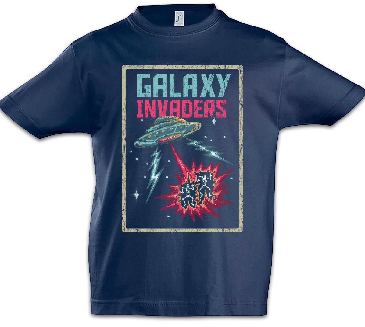 Pixel Galaxy Invaders Kids Boys kids boys T-Shirt Alien Beam Retro Saucers Vril Gamer 140