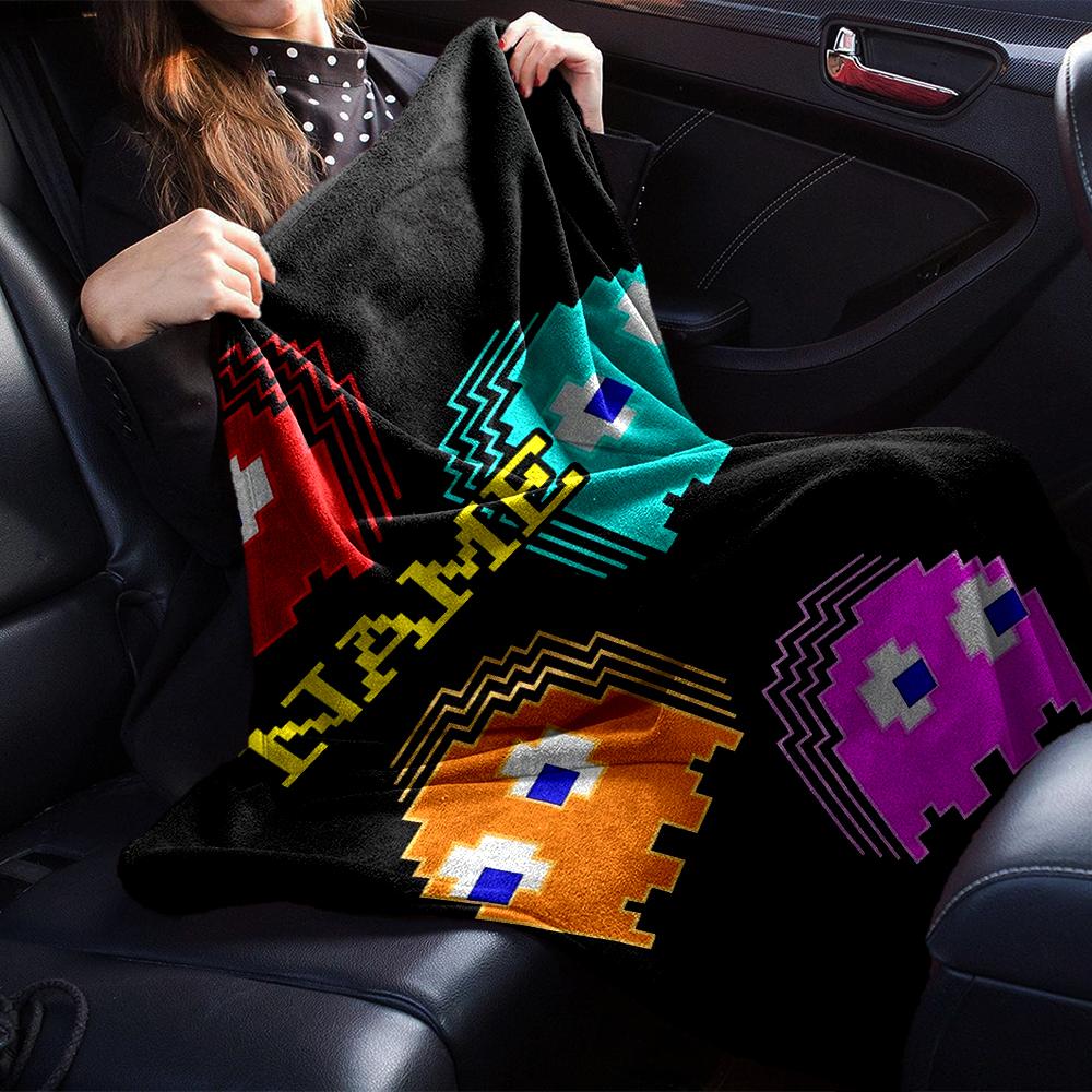 Custom Name Pac-Man Theme Printed Blanket - Perfect for Couch, Bed, Travel & Outdoor Use | Machine Washable, Cozy & Durable.