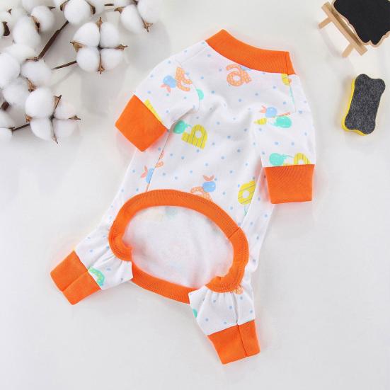 Yousheng Pet Cloth Round Neck Four-Legs Cartoon Pattern Puppy Bread Clothes Summer Pet Pajamas for Indoor