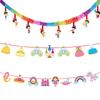 Birthday Energetic Hawaiian Decorating Kit With Colorful Paper Streamers And Triangle Flags For Events