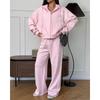 Women S Loose Hooded Zip Sweatshirt Tracksuit Two Piece Set Solid Color