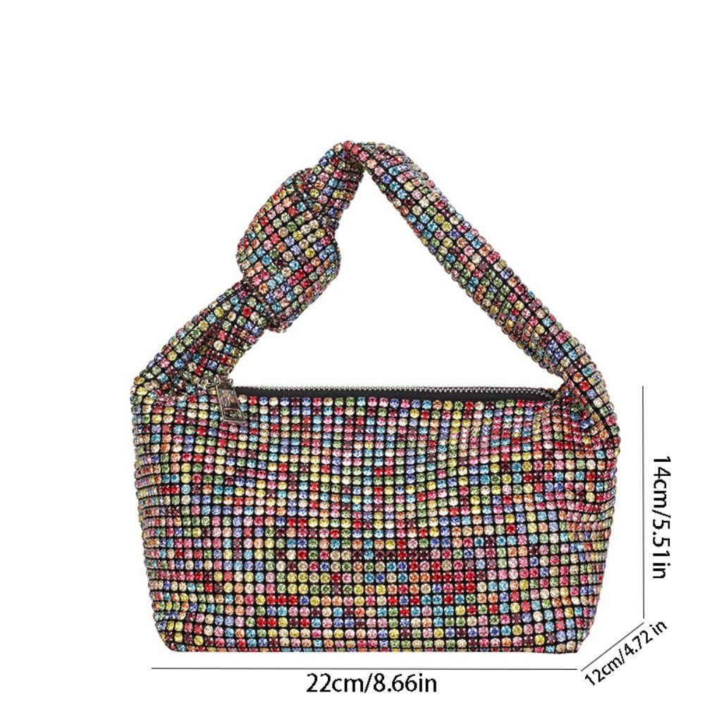 Shiny Full Rhinestones Dinner Bag Crystal Glitter Rhinestone Evening Bag Large Capacity Luxury Rhinestone Banquet Bag Party