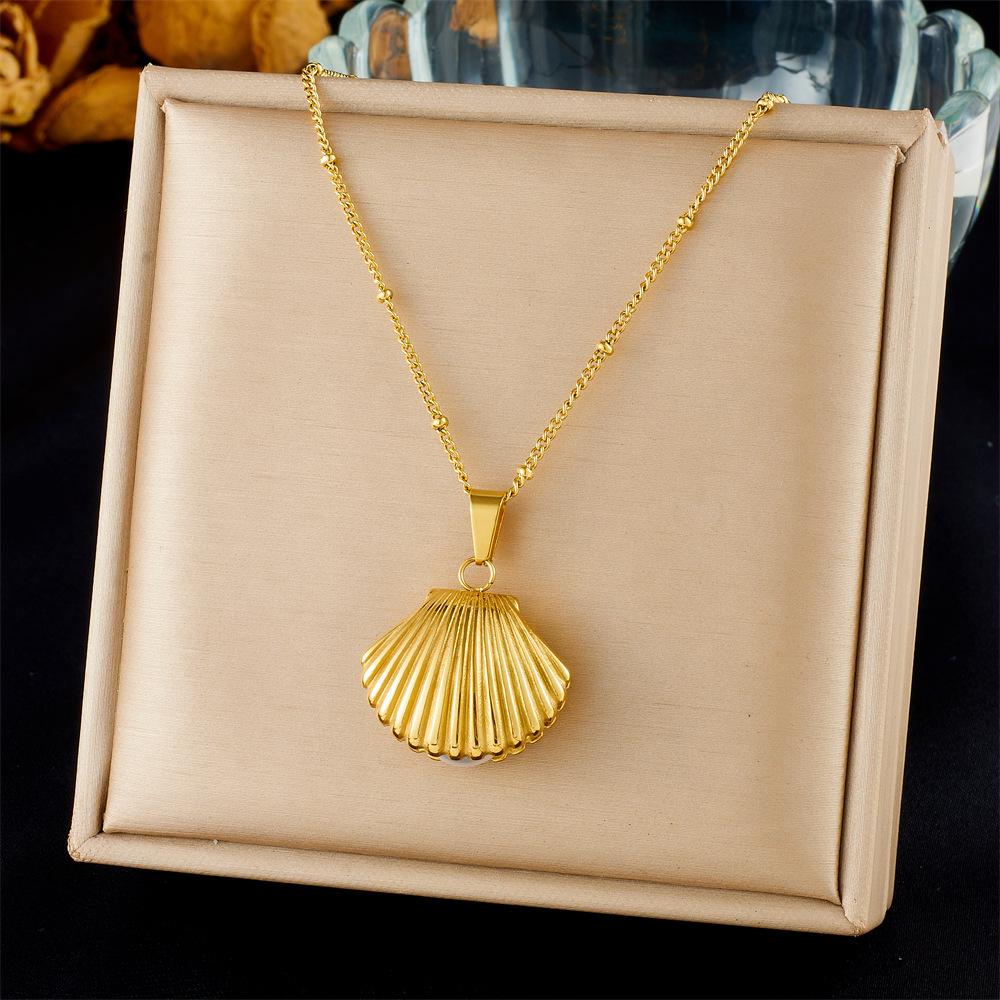 Fashion Ocean Pendant Necklace Gold Starfish Shell Drop Oil Butterfly Multi Element Accessory