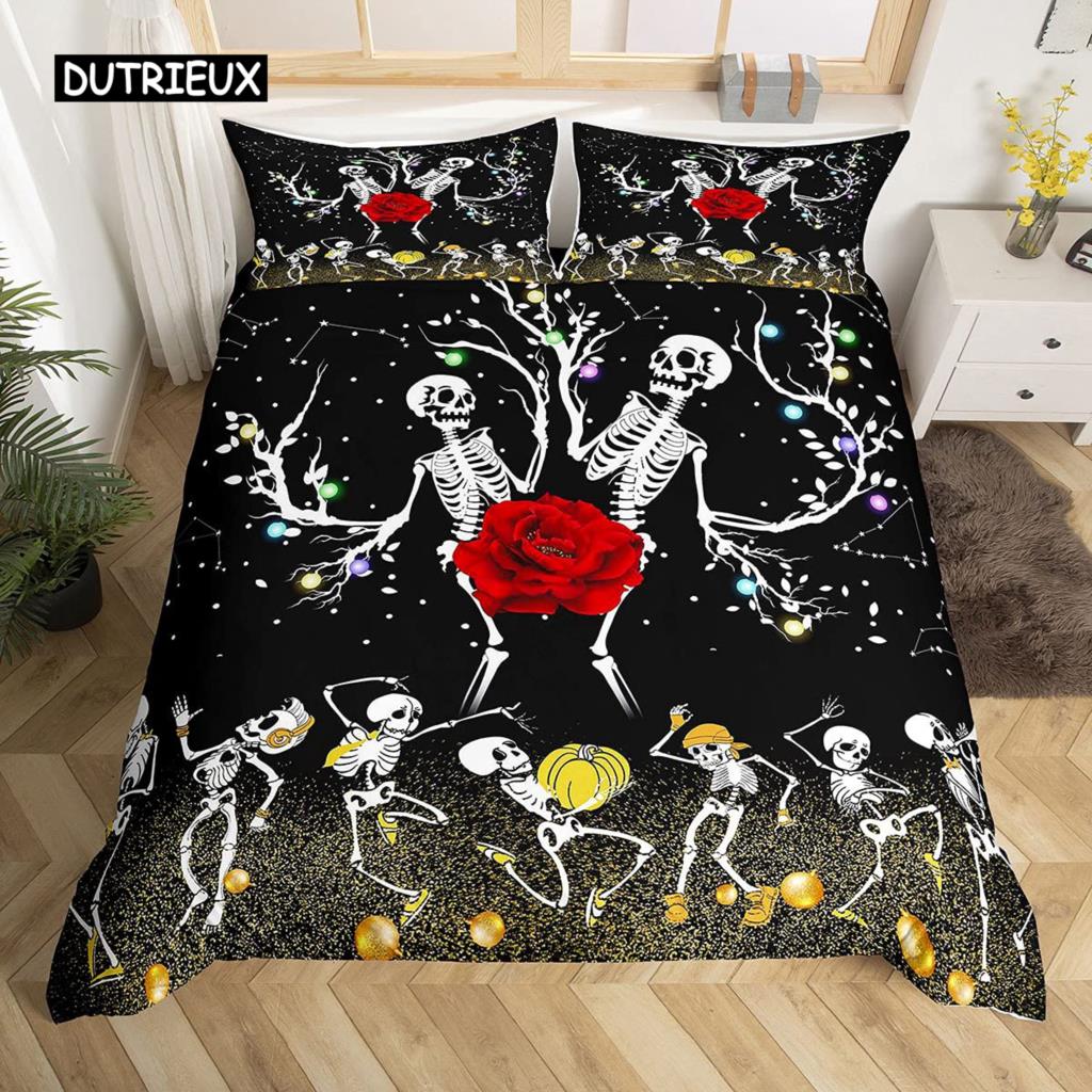 

Skull Duvet Cover Set King Gothic Printed Bedding Ride or Die Motor Theme EU single(135x200cm)