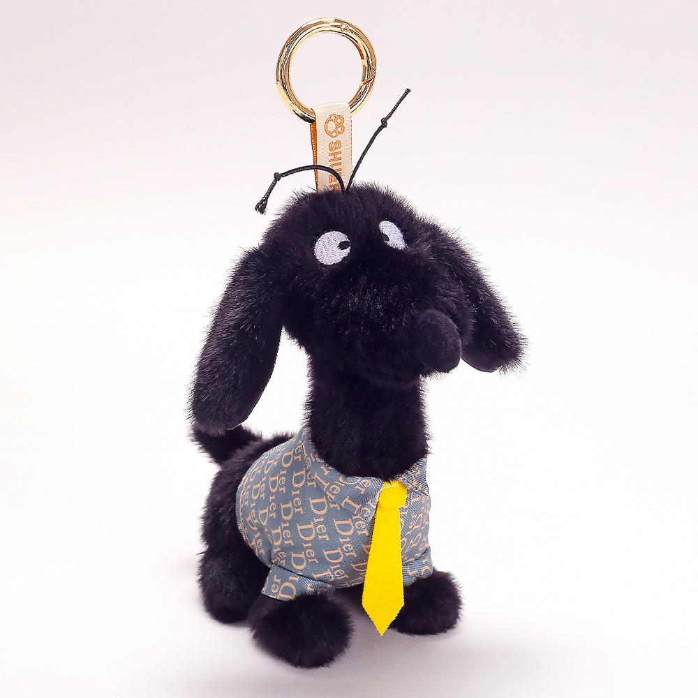 Humble Dung Beagle Plush Keychain With Tied Bow For Gift And Bag Decoration