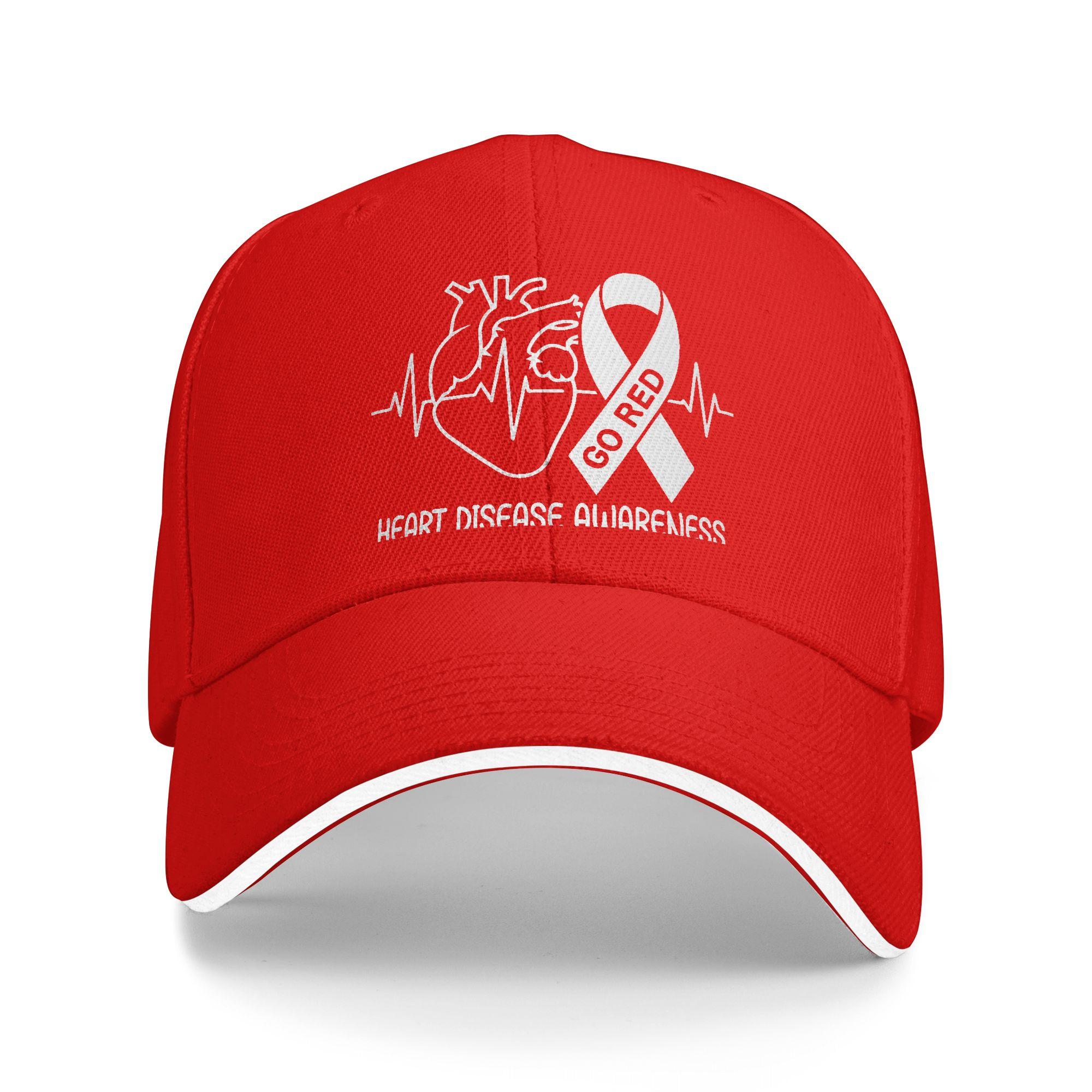 Go Red Heart Disease Awareness February Red Ribbon Month Casual Baseball Cap Sprin Women Fashion Baseball Caps One Size