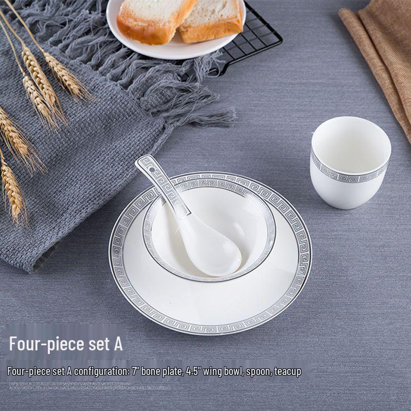 Luxury Ceramic Dinnerware Set: Plates, Bowls, Spoons & Cups for Restaurants & Clubs