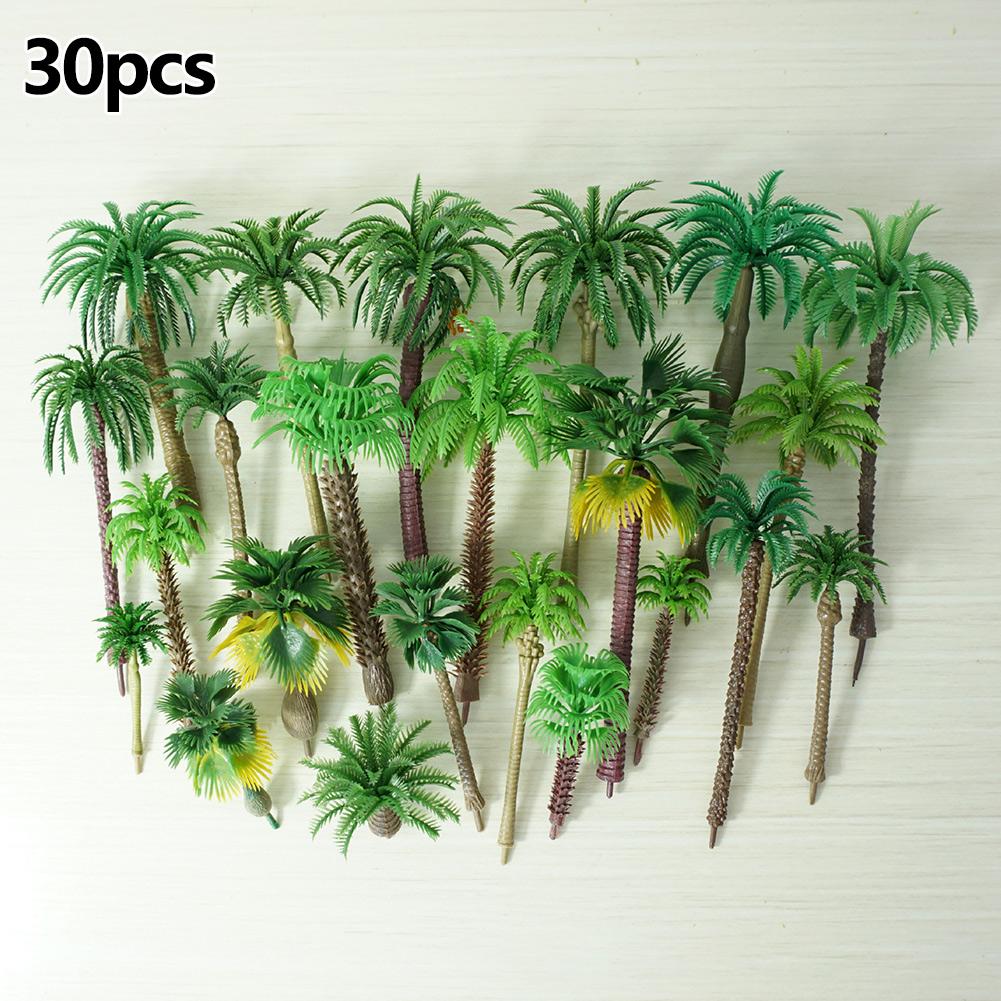 

30pcs Mixed Model Trees Coconut Palm Scale Tree DIY Park Rainforest Train Railroad Decoration Building Landscape Miniature Tree