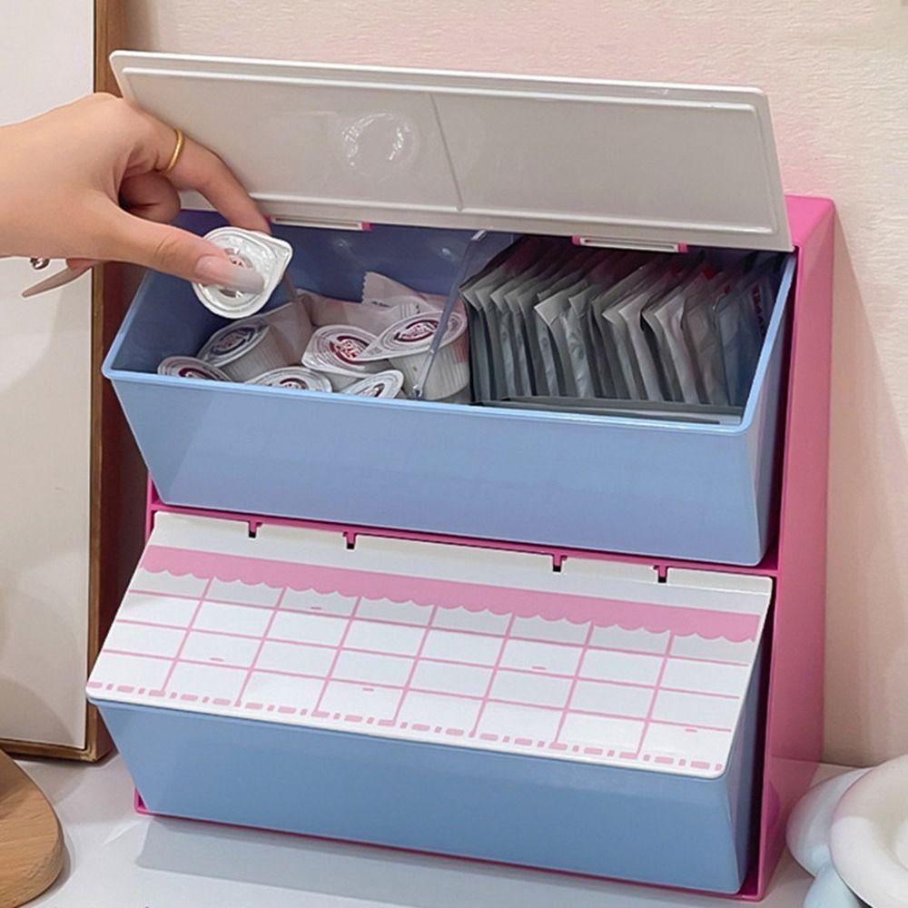 Large Capacity Tea Bag Storage Box Dustproof Desktop Storage Box  for Home