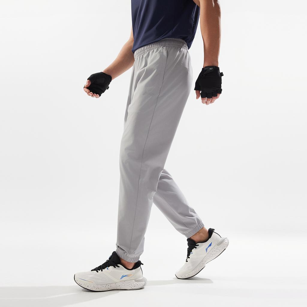 Li-Ning Casual Solid Color Tapered Knit Sports Pants Men bottoms Geological-Gray AYKV135-5